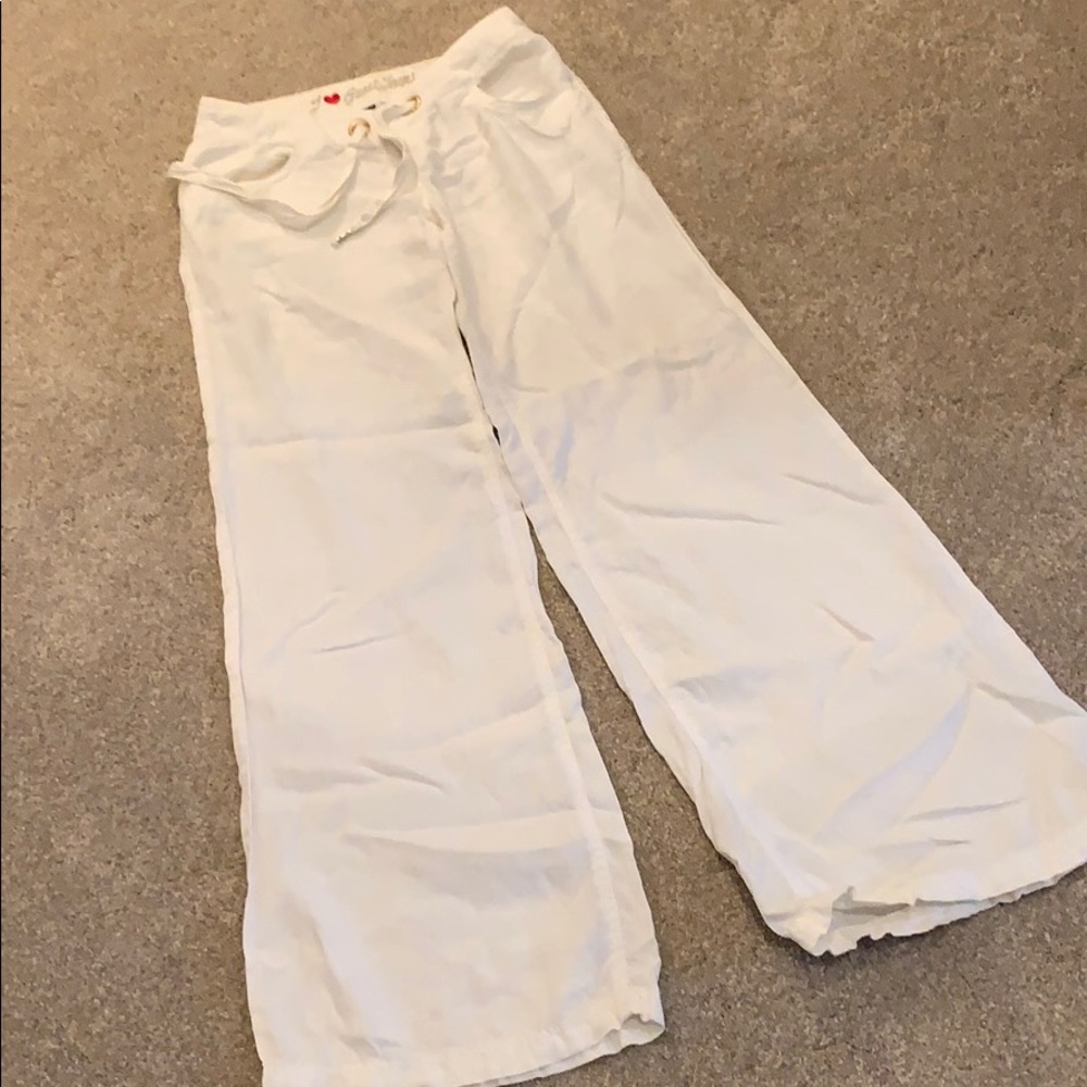 White linen pants